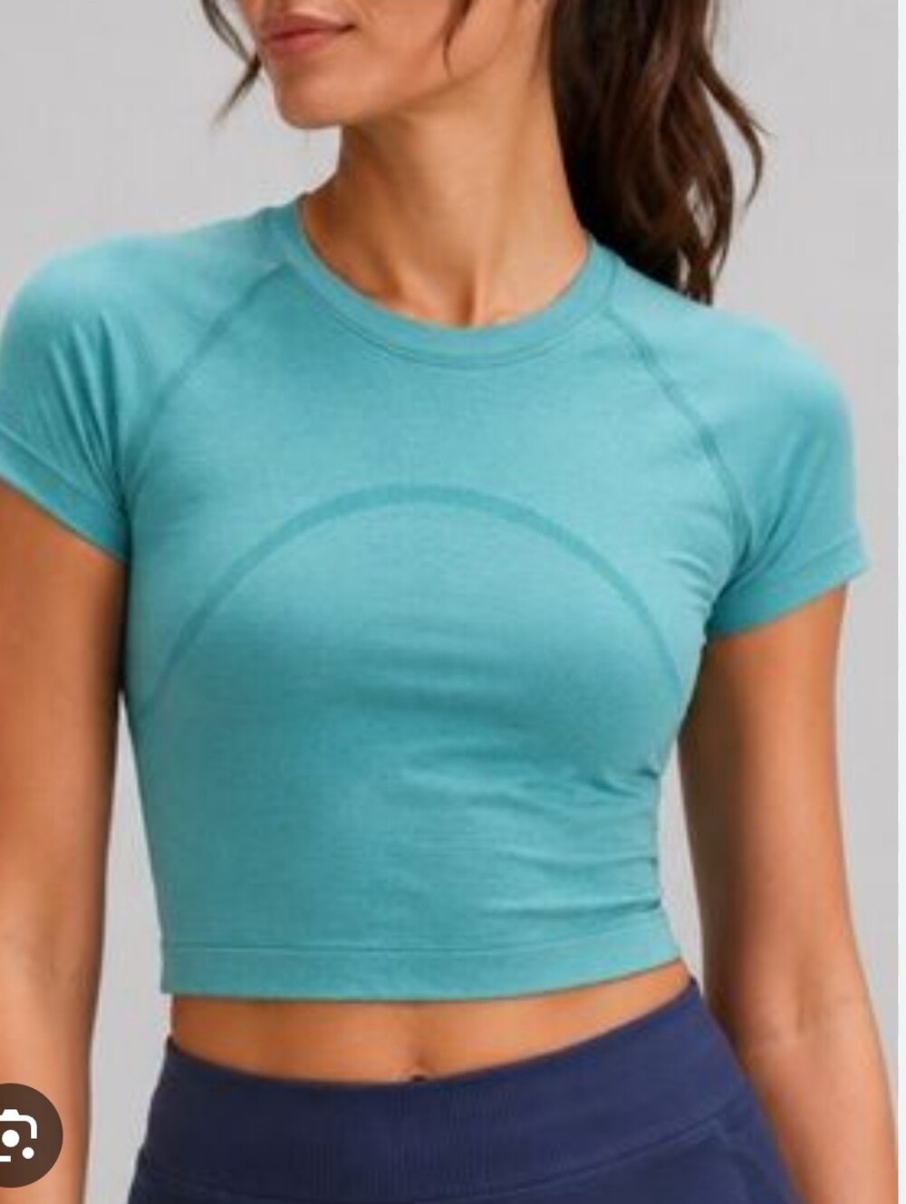 Lululemon Swiftly Tech Seamless Aqua Crop Short-Sleeve Top
